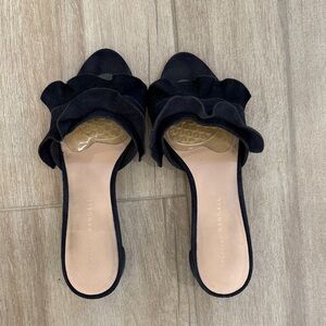 Loeffler Randall Navy Ruffle Mules
